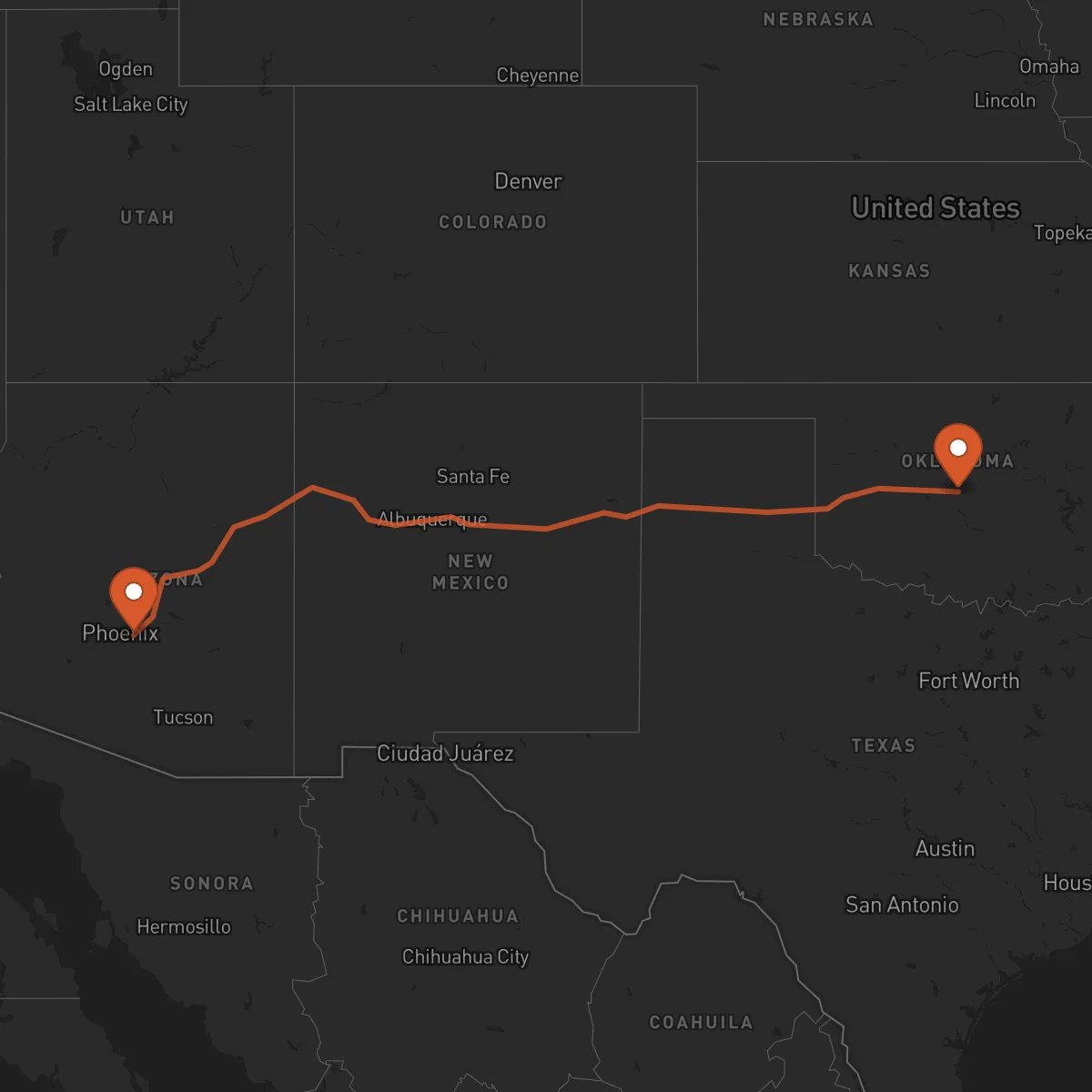 Ruta Oklahoma City - Mesa