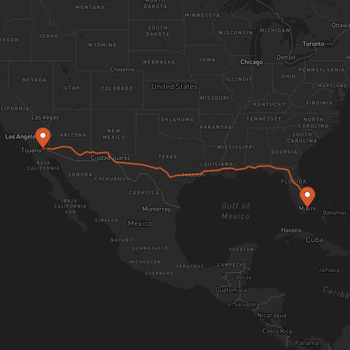Ruta Mexicali - Miami