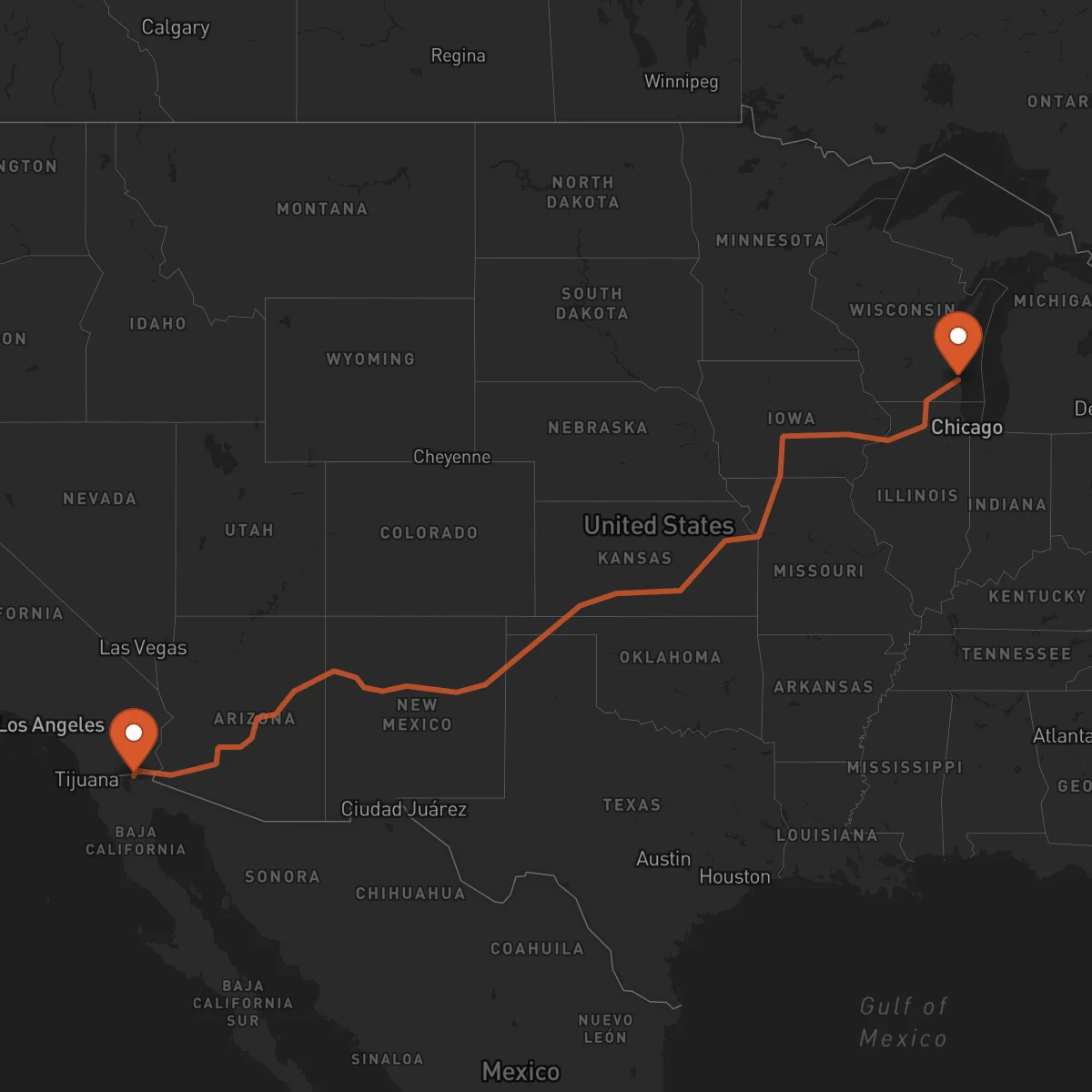 Ruta Mexicali - Milwaukee