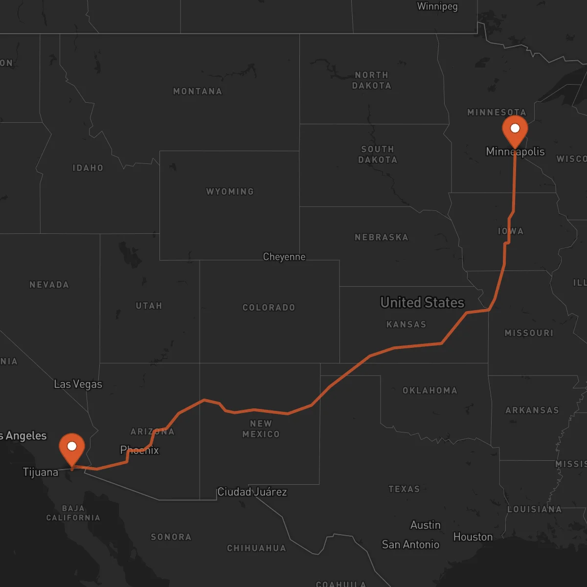 Ruta Mexicali - Minneapolis