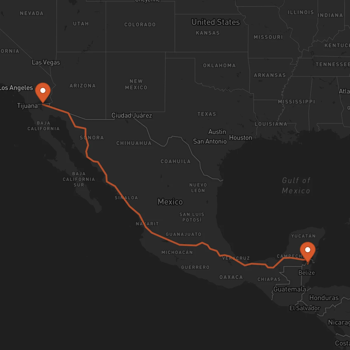 Ruta Mexicali - Orange Walk Town