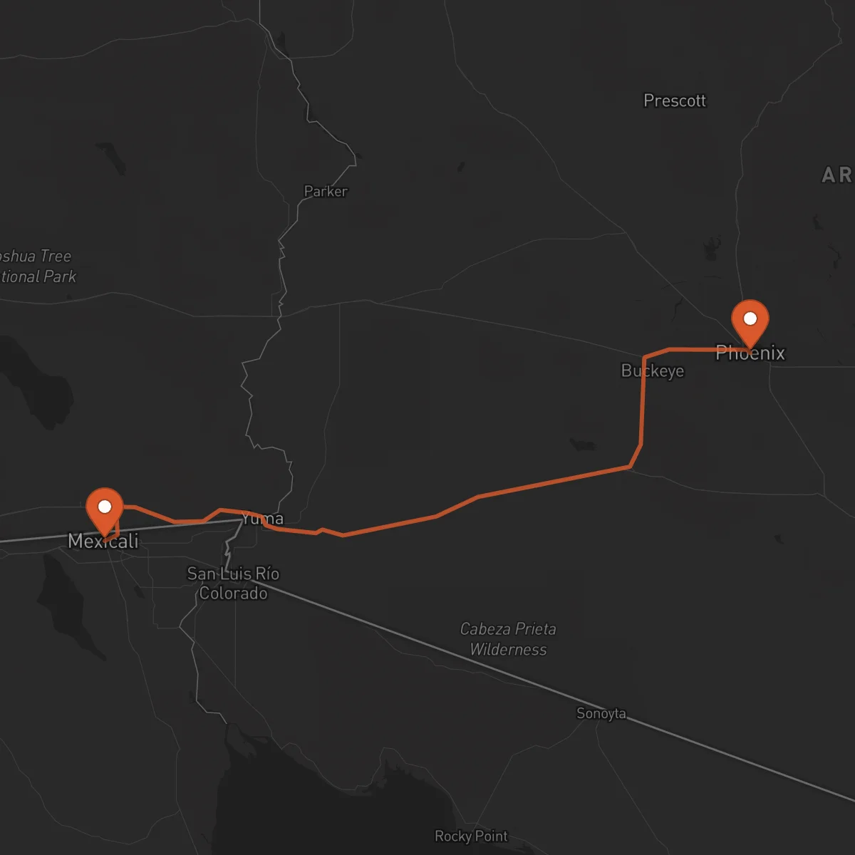 Ruta Mexicali - Phoenix