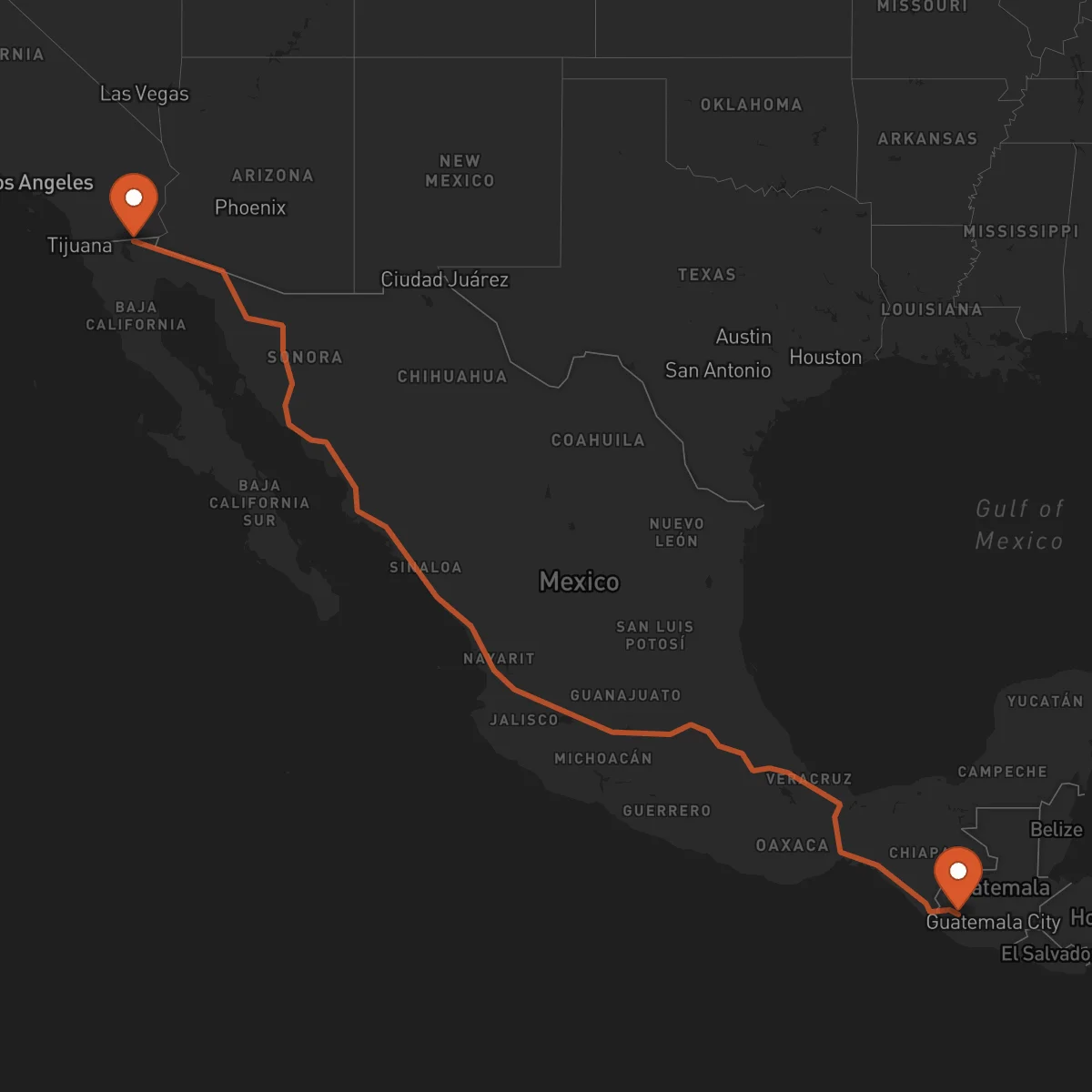 Ruta Quetzaltenango - Mexicali