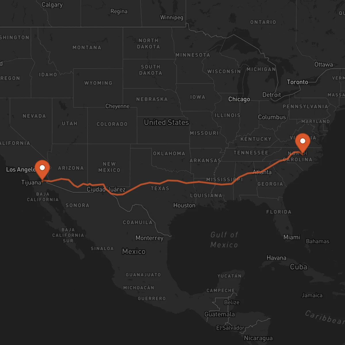 Ruta Raleigh - Mexicali