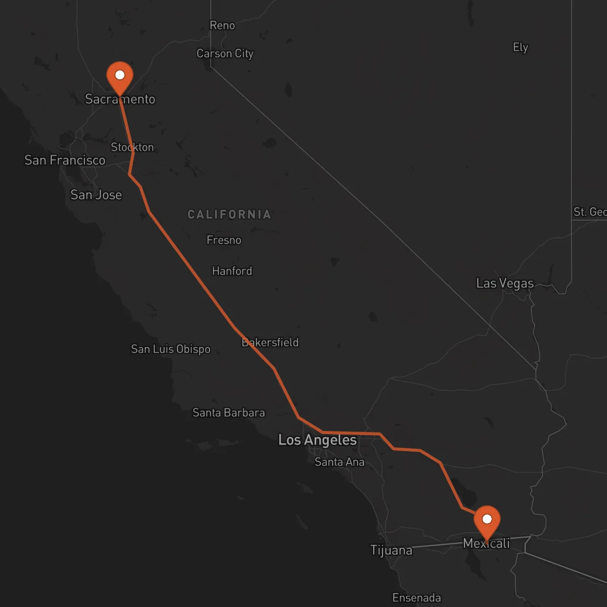 Ruta Mexicali - Sacramento