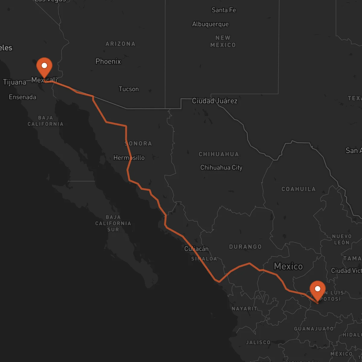 Ruta San Luis Potosí - Mexicali