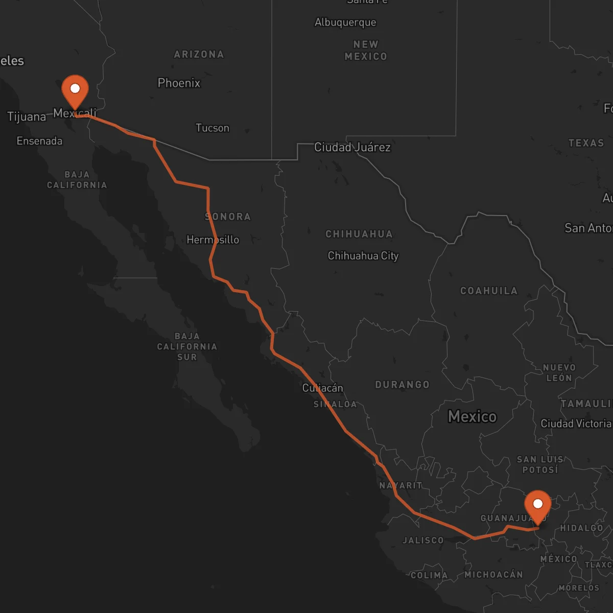 Ruta Mexicali - Querétaro