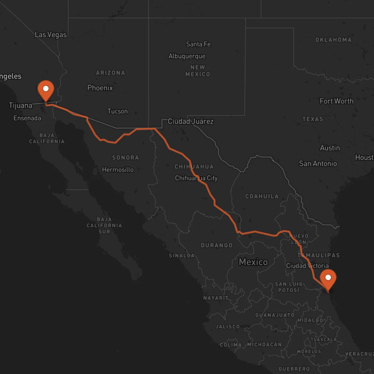 Ruta Tampico - Mexicali