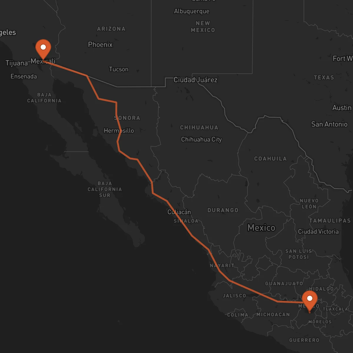 Ruta Mexicali - Toluca