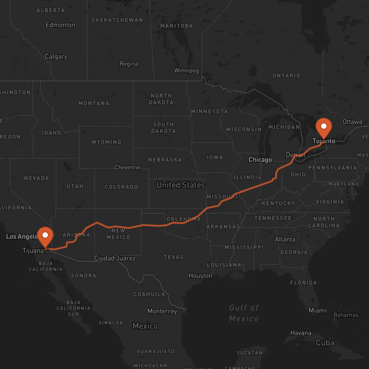 Ruta Mexicali - Toronto