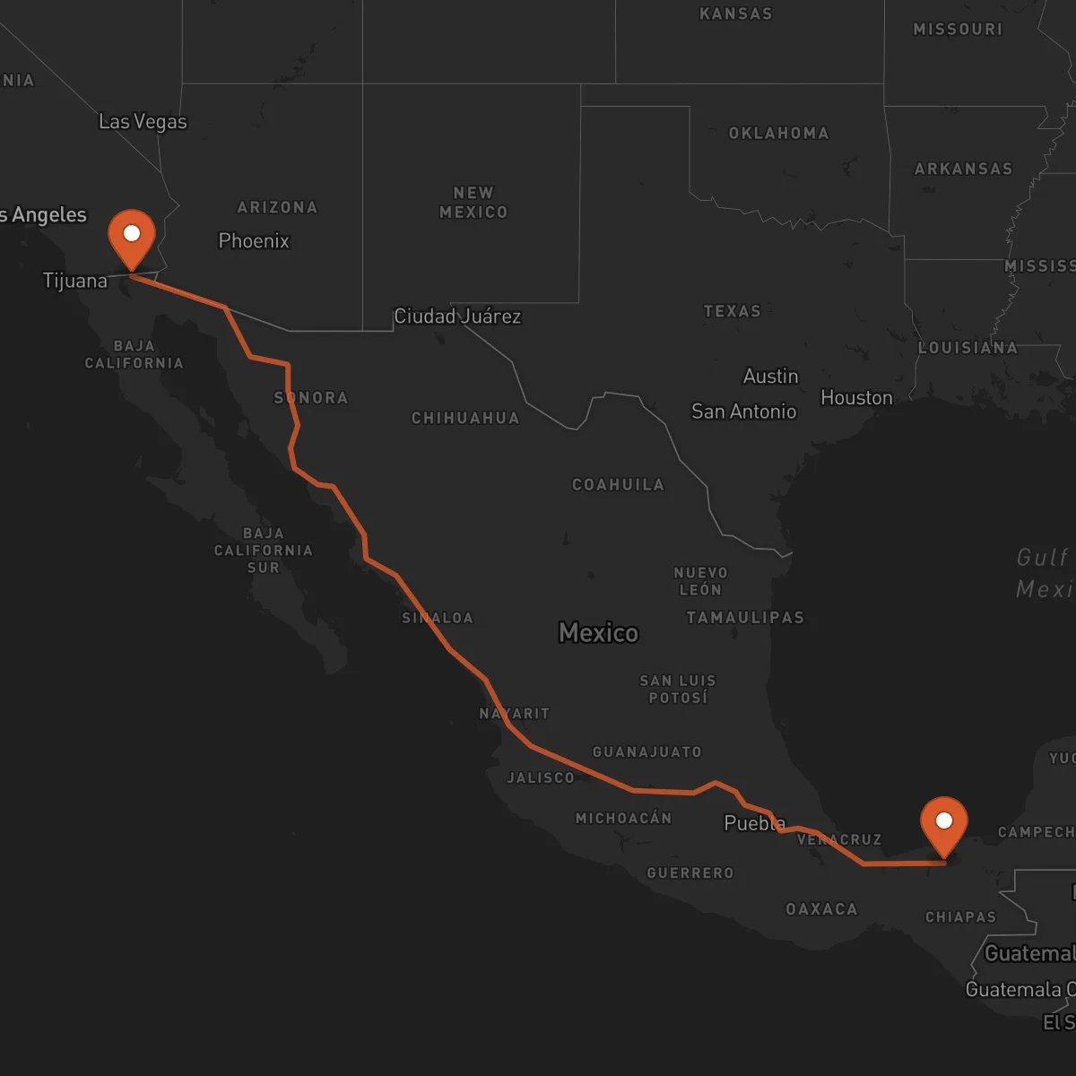Ruta Mexicali - Villahermosa