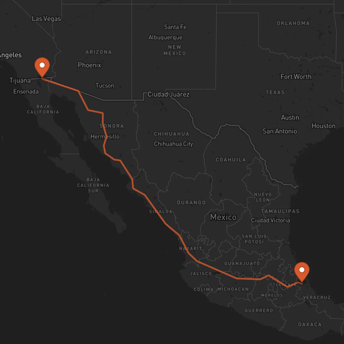 Ruta Mexicali - Xalapa