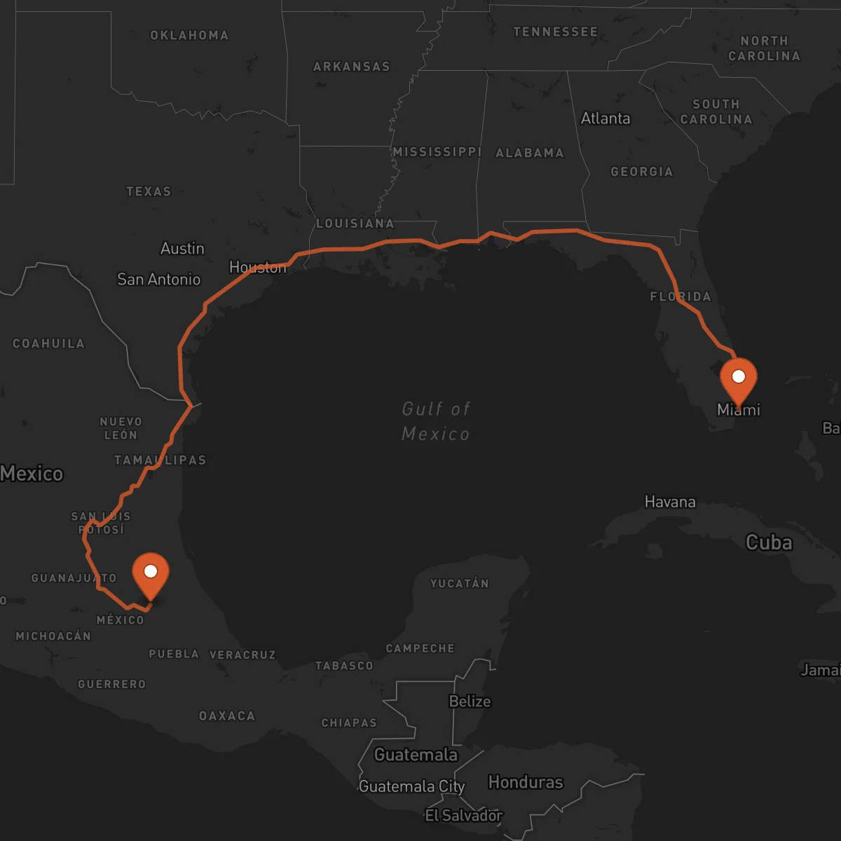 Ruta Miami - Pachuca de Soto
