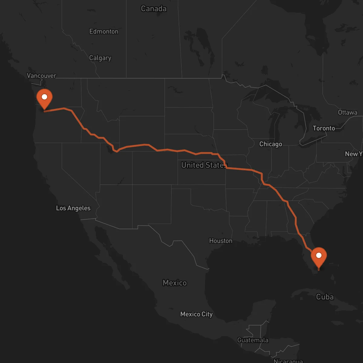 Ruta Miami - Portland