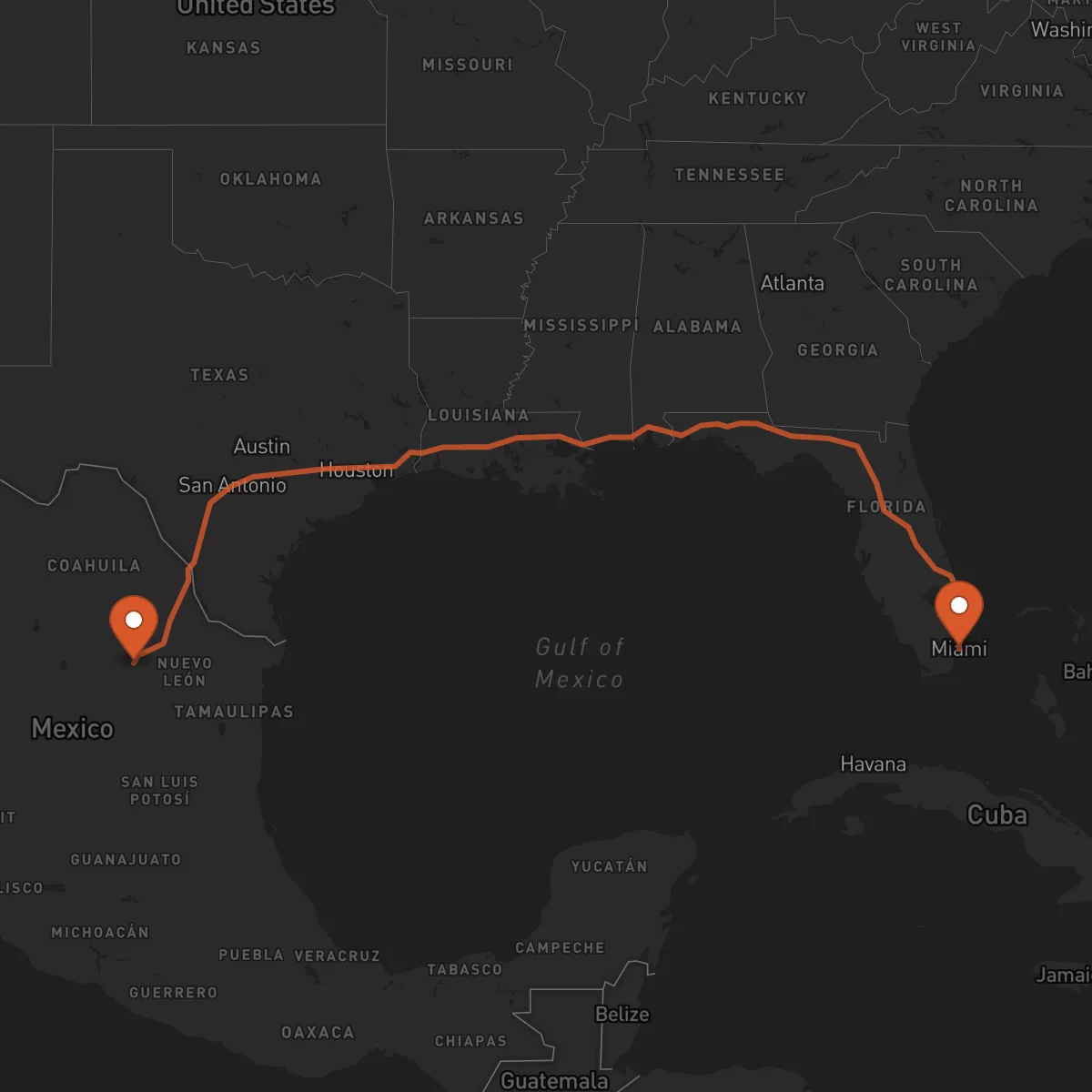 Ruta Miami - Saltillo