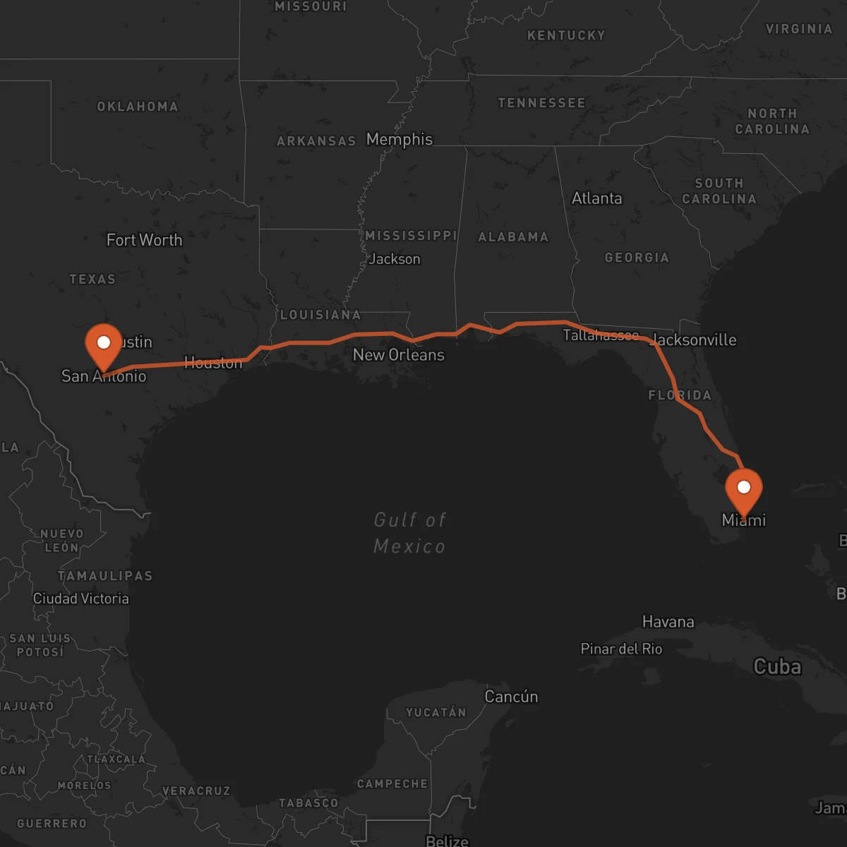 Ruta Miami - San Antonio