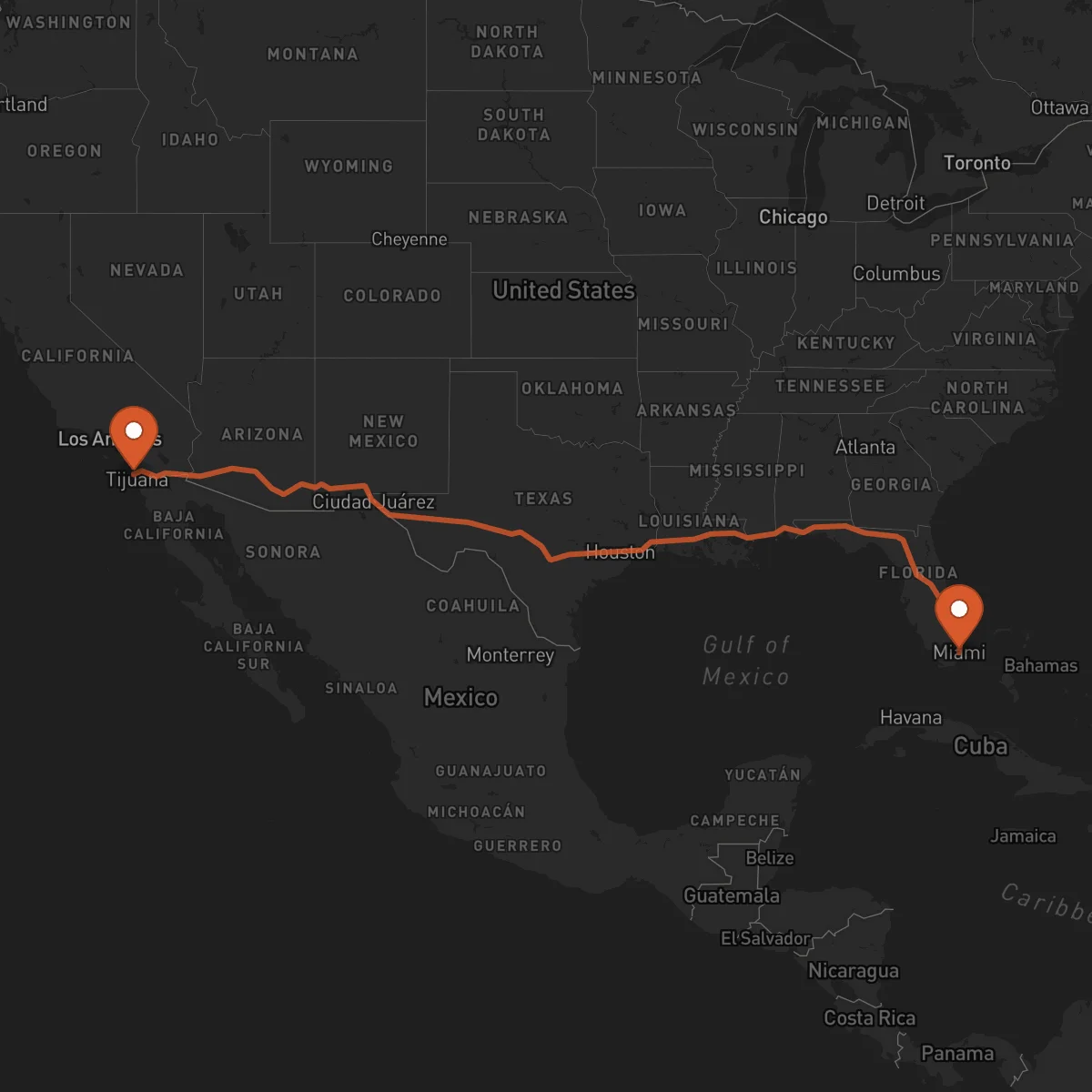 Ruta Miami - San Diego