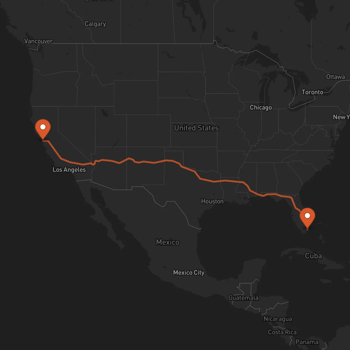 Ruta Miami - San Francisco