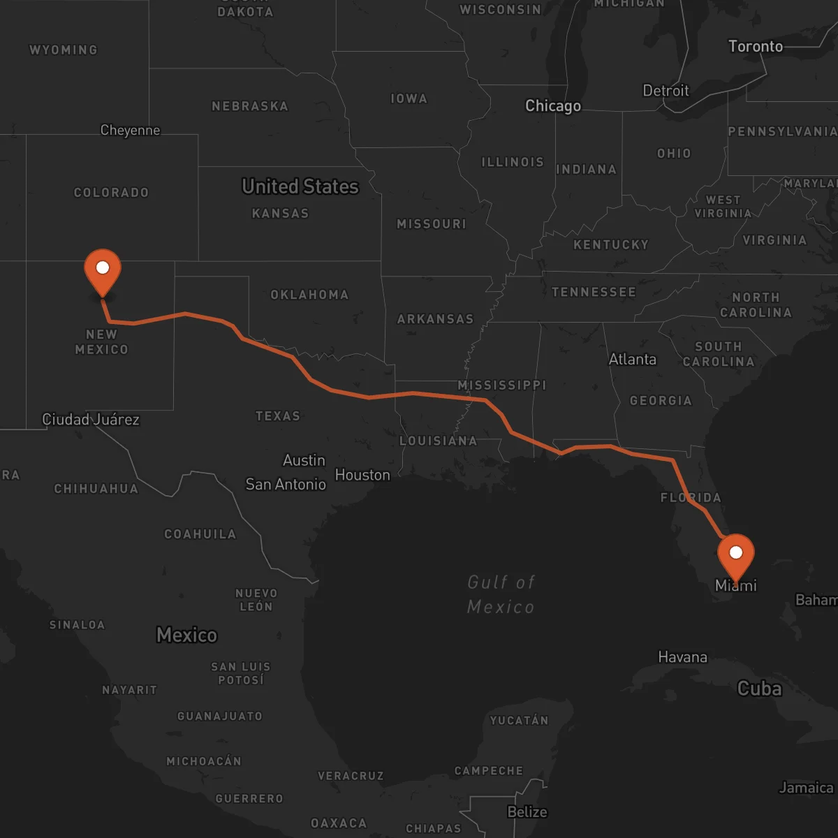 Ruta Santa Fe - Miami
