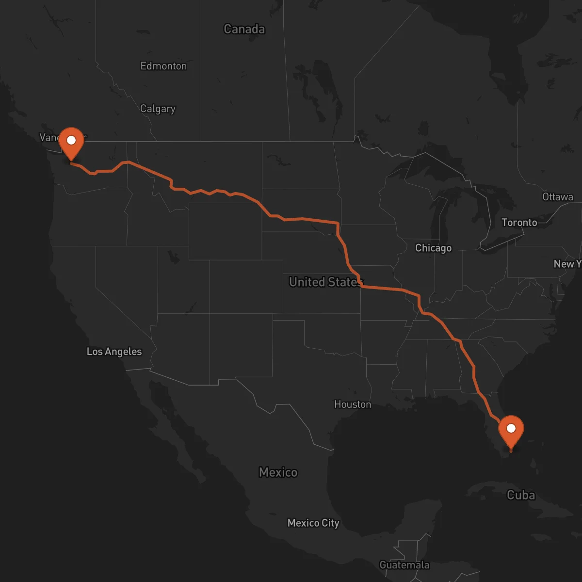 Ruta Miami - Seattle