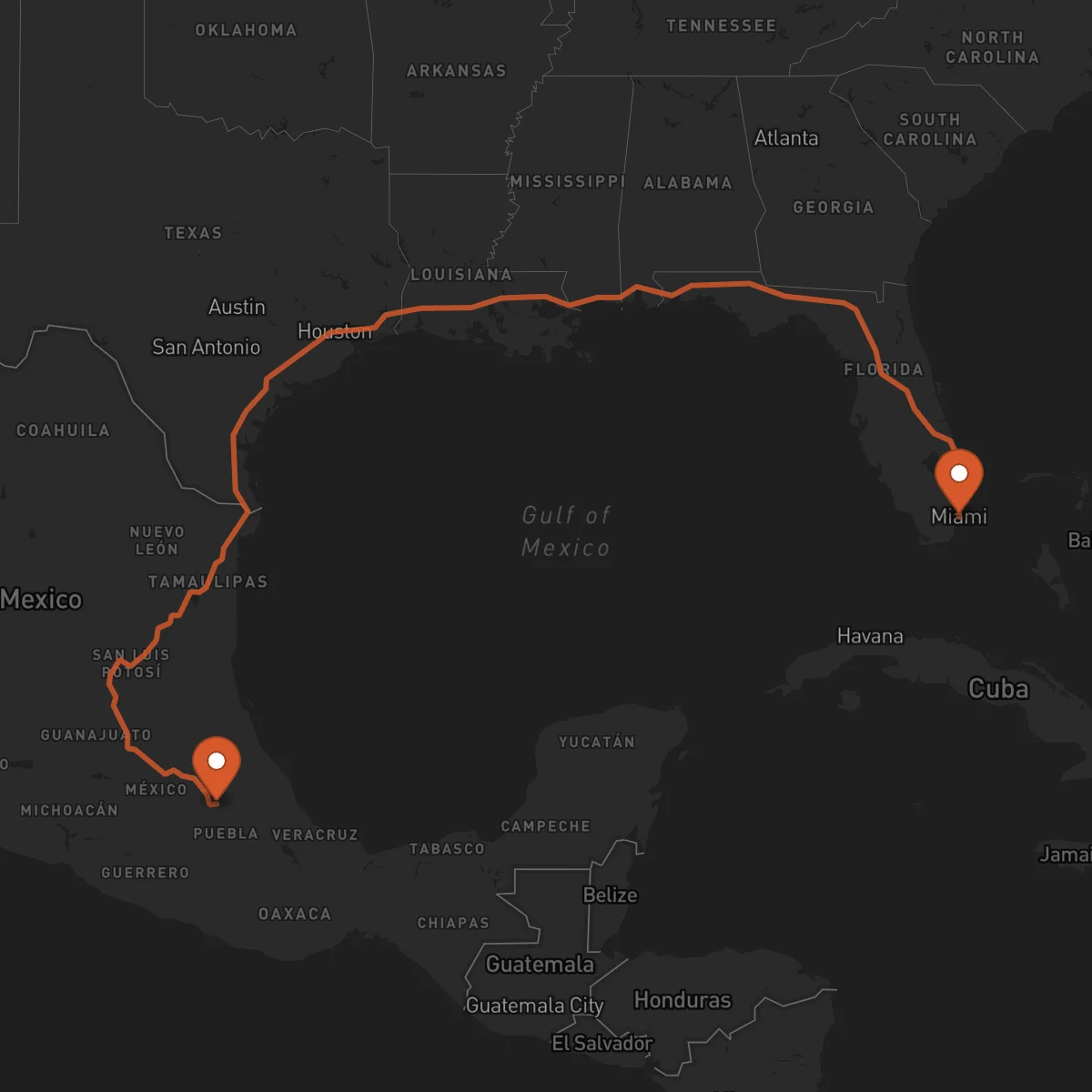 Ruta Miami - Tlaxcala de Xicohténcatl