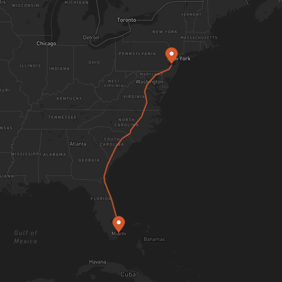 Ruta Trenton - Miami