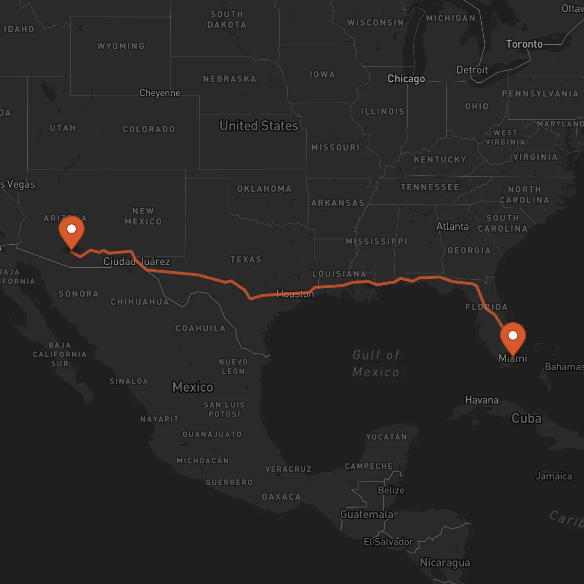 Ruta Tucson - Miami