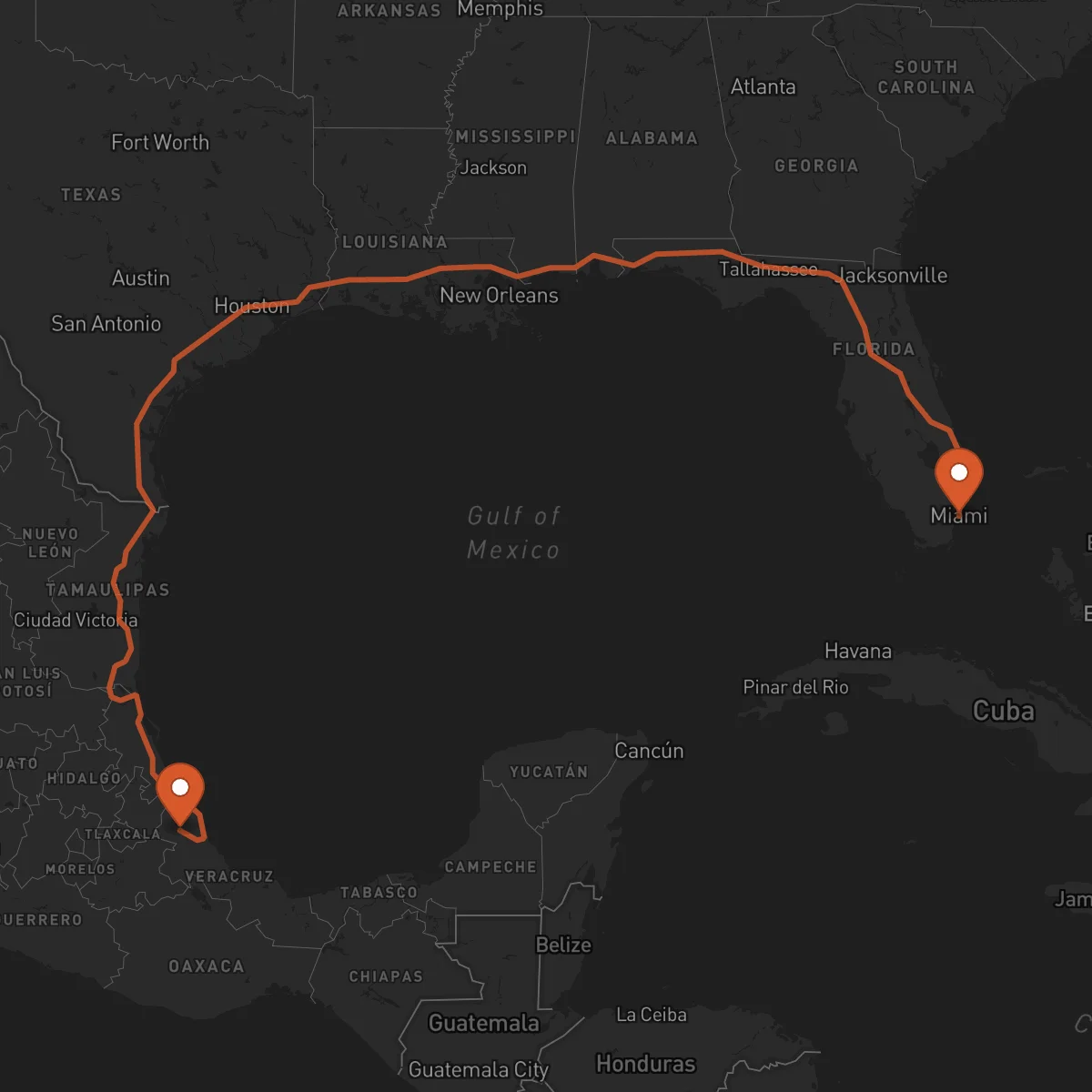 Ruta Xalapa - Miami