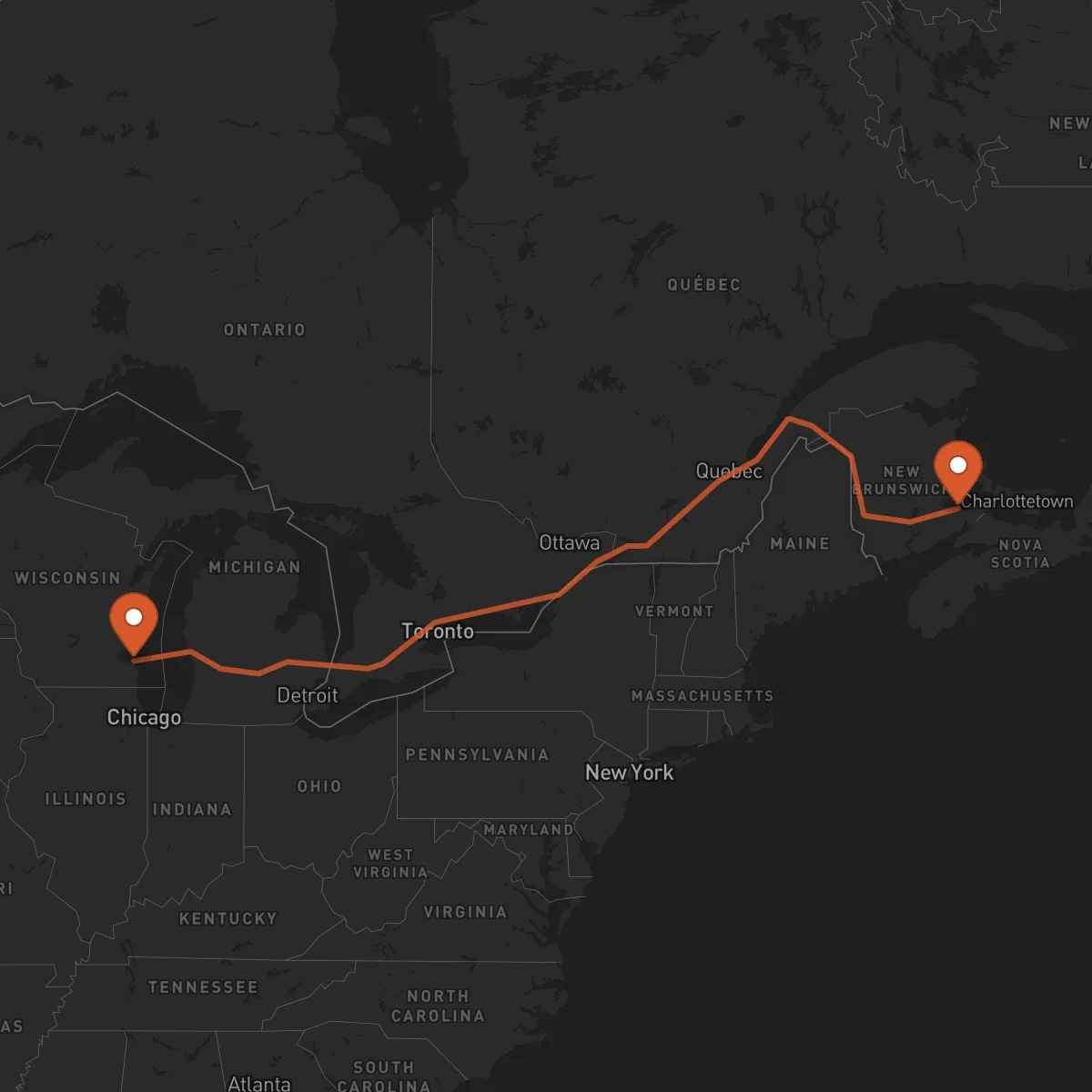 Ruta Moncton - Milwaukee