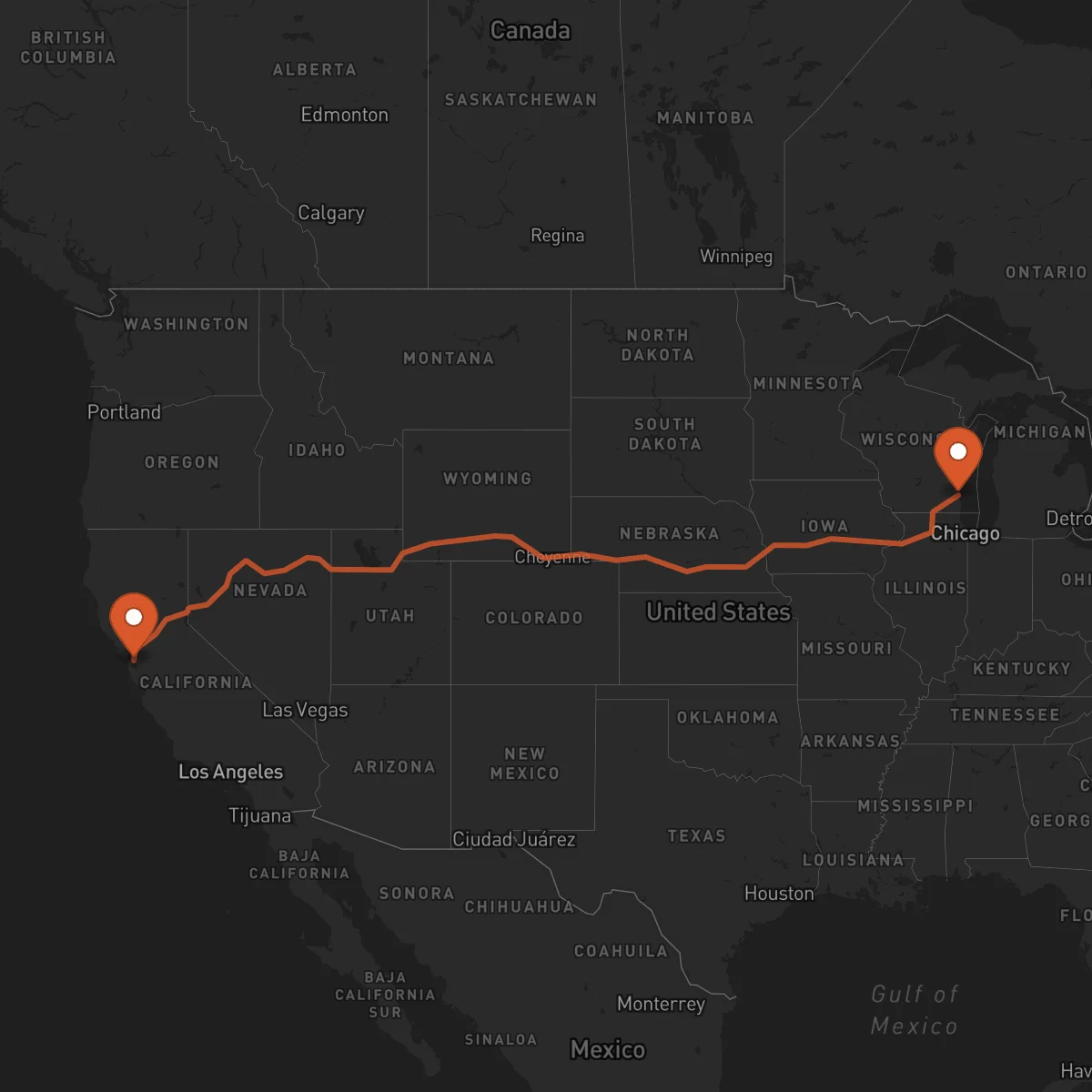 Ruta Milwaukee - Oakland