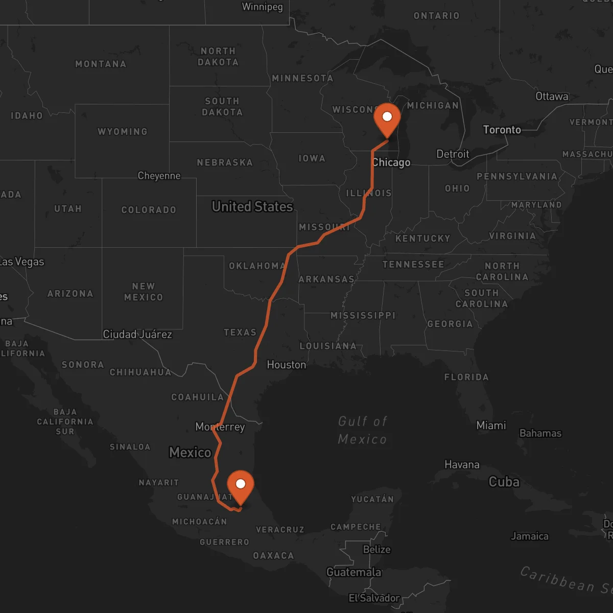Ruta Pachuca de Soto - Milwaukee