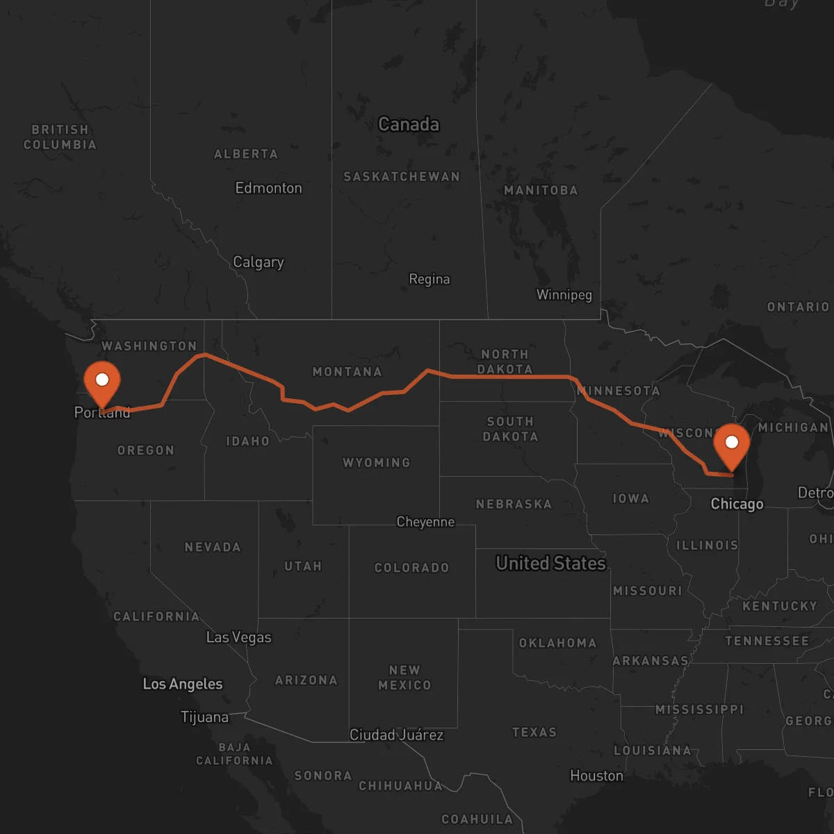 Ruta Milwaukee - Portland