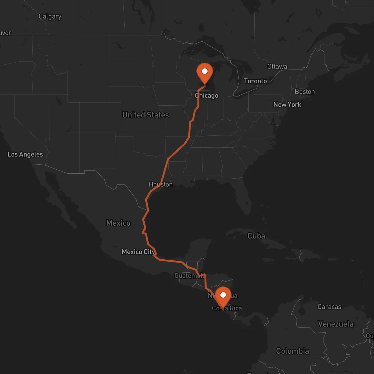 Ruta Milwaukee - Puntarenas