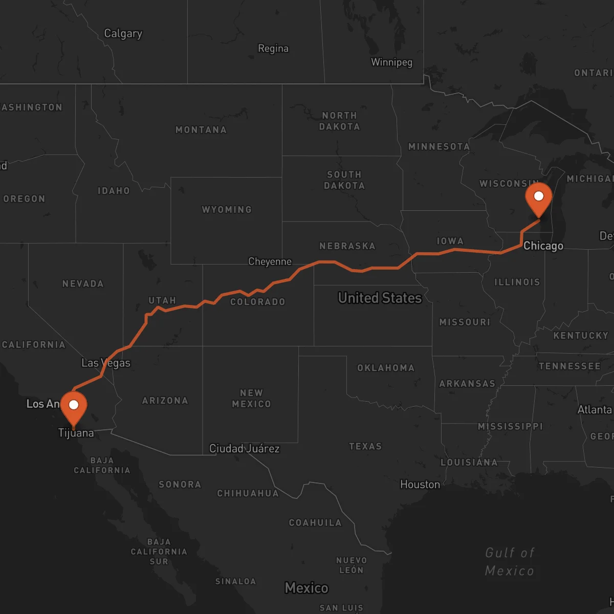 Ruta Milwaukee - San Diego
