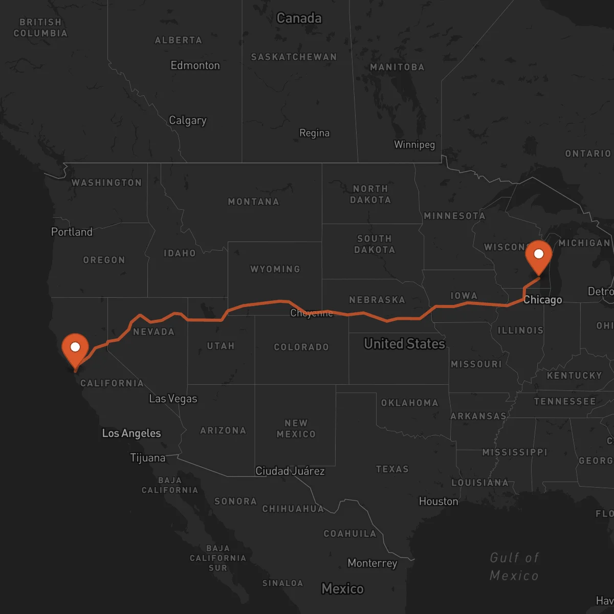 Ruta San Francisco - Milwaukee