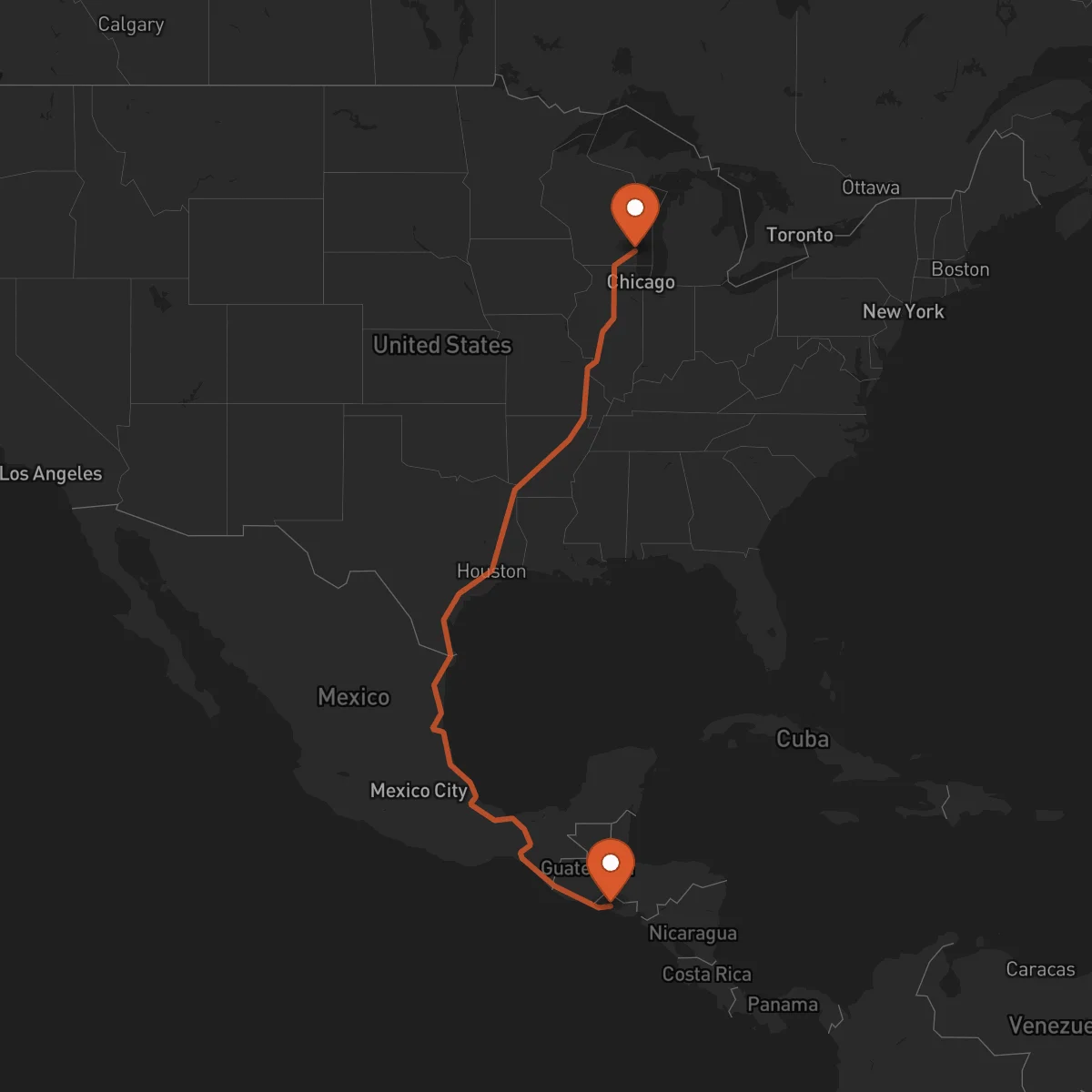 Ruta San Salvador - Milwaukee