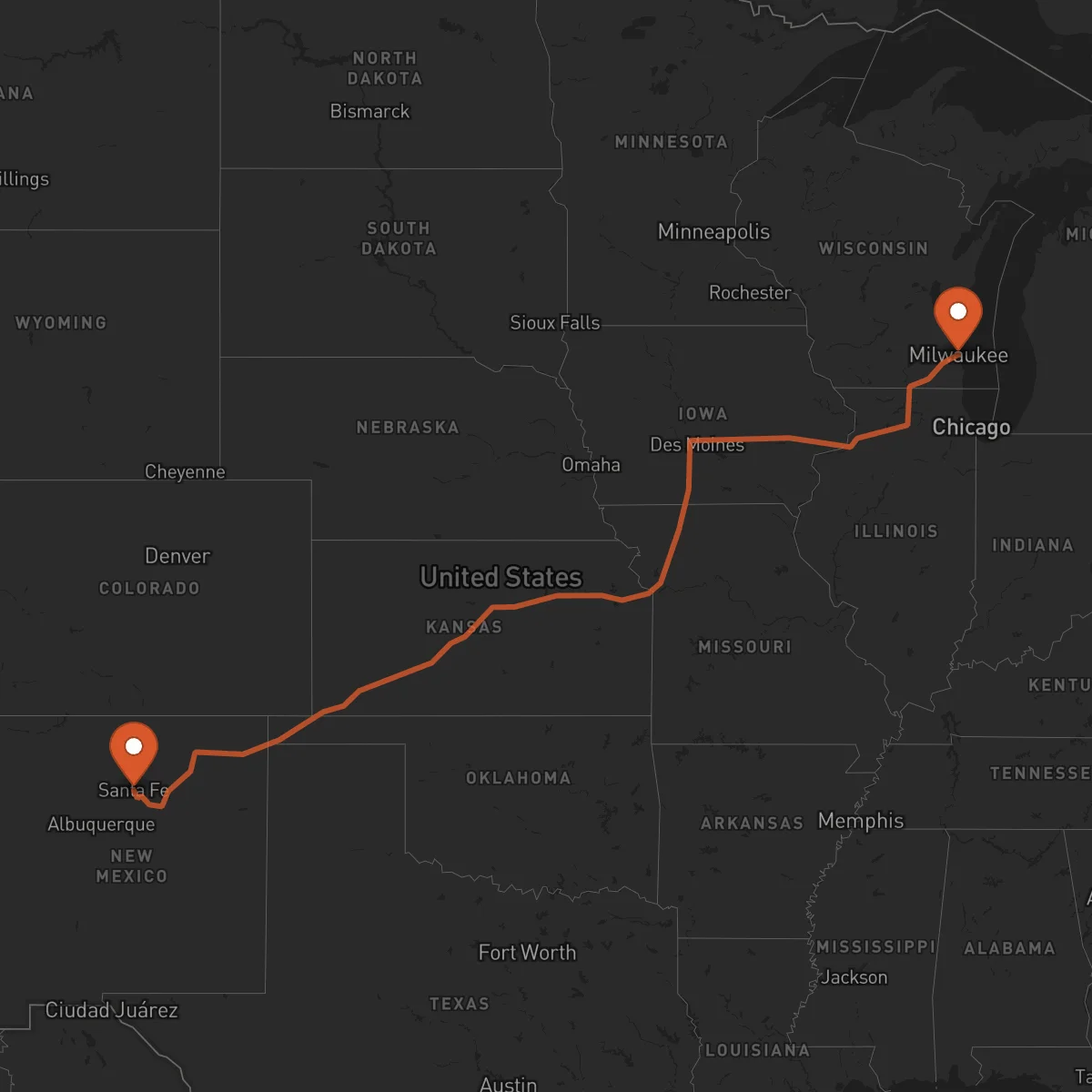 Ruta Milwaukee - Santa Fe