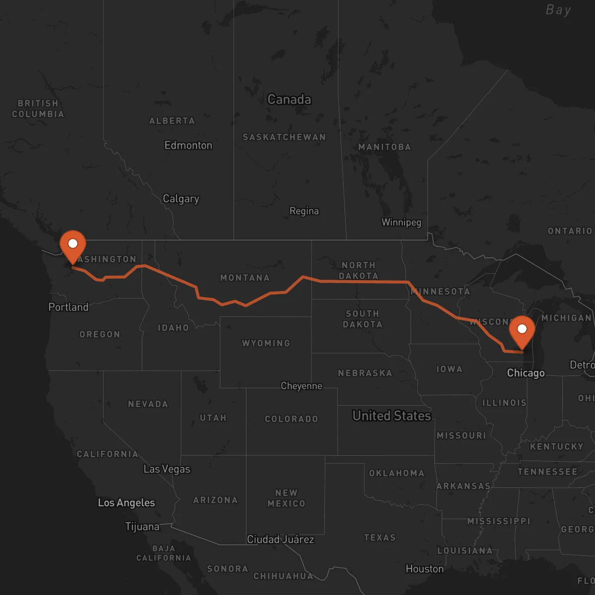 Ruta Milwaukee - Seattle