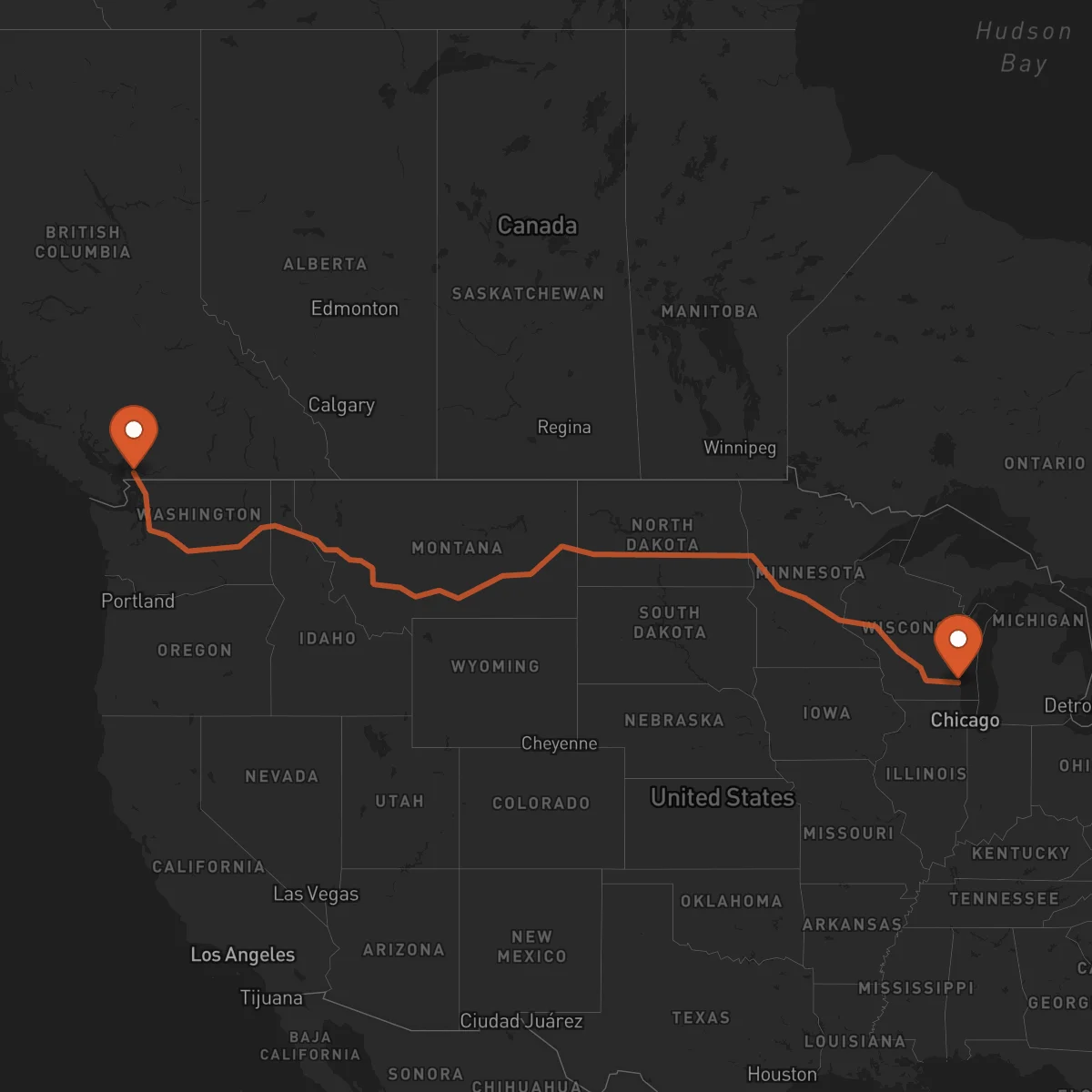 Ruta Milwaukee - Surrey