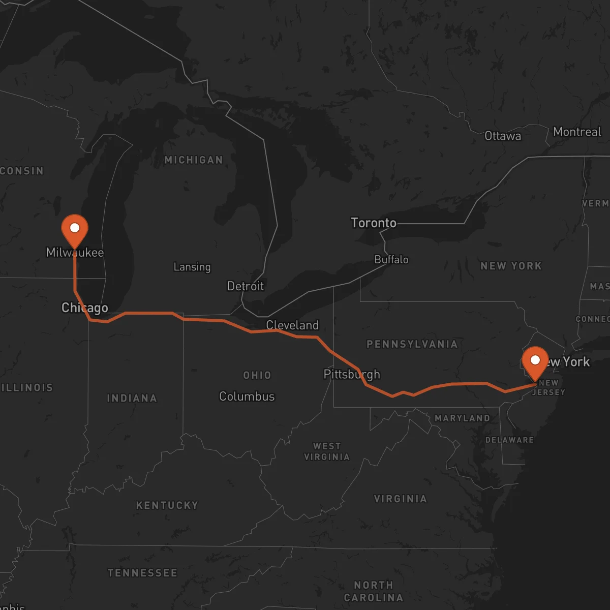Ruta Milwaukee - Trenton