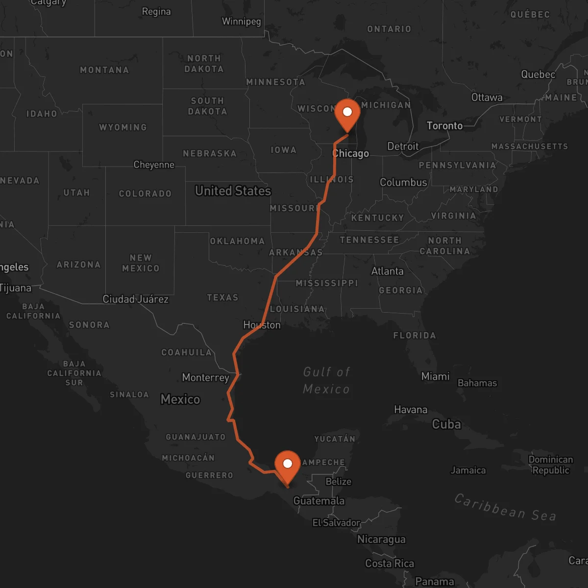 Ruta Tuxtla Gutiérrez - Milwaukee