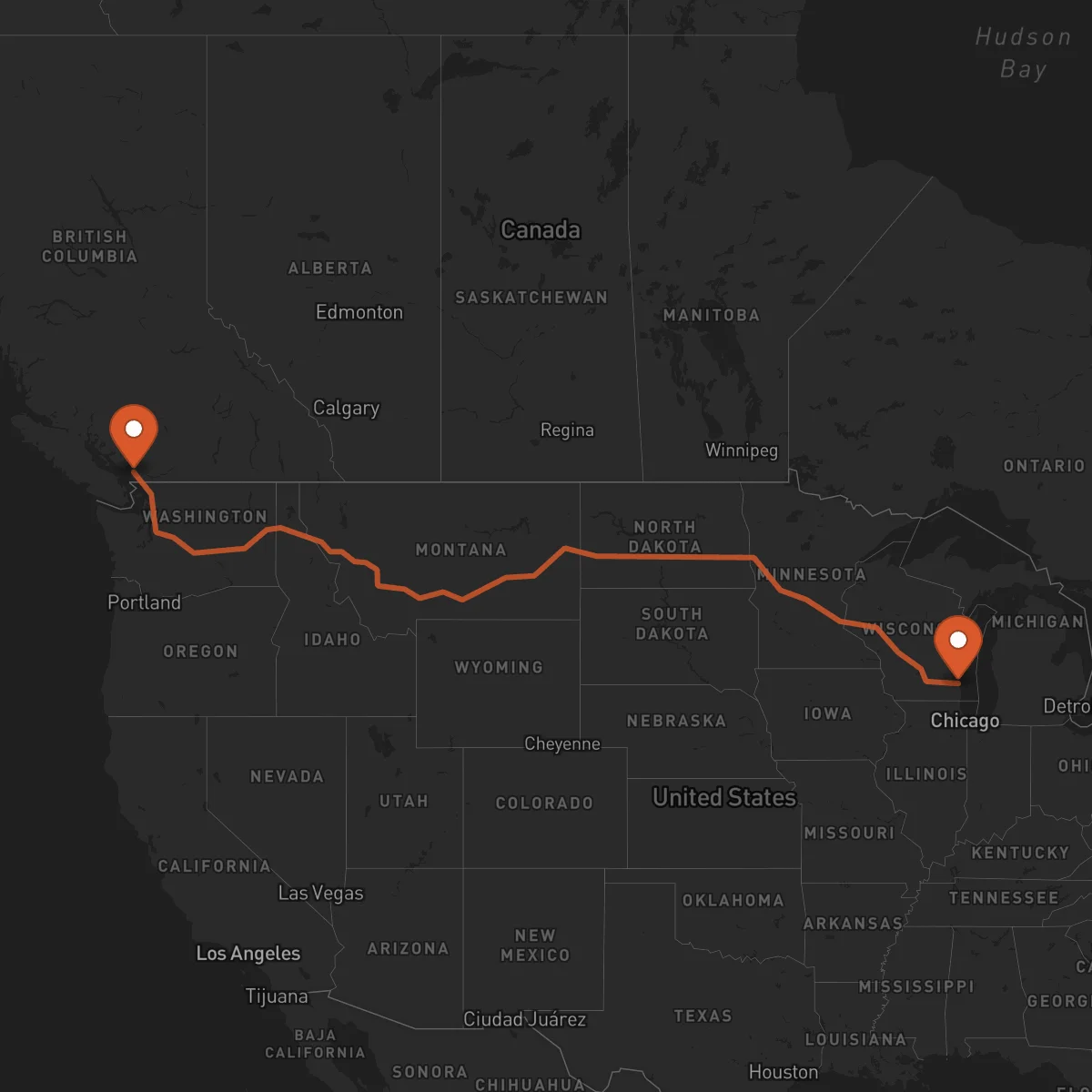 Ruta Vancouver - Milwaukee