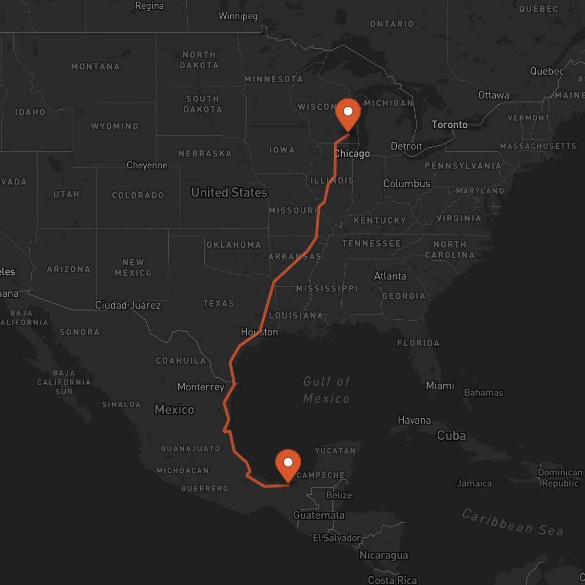 Ruta Villahermosa - Milwaukee