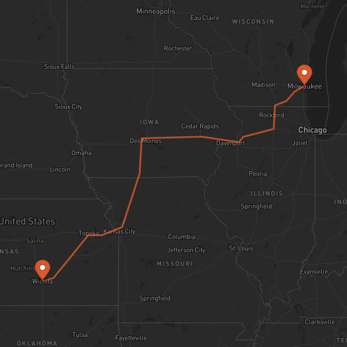 Ruta Wichita - Milwaukee