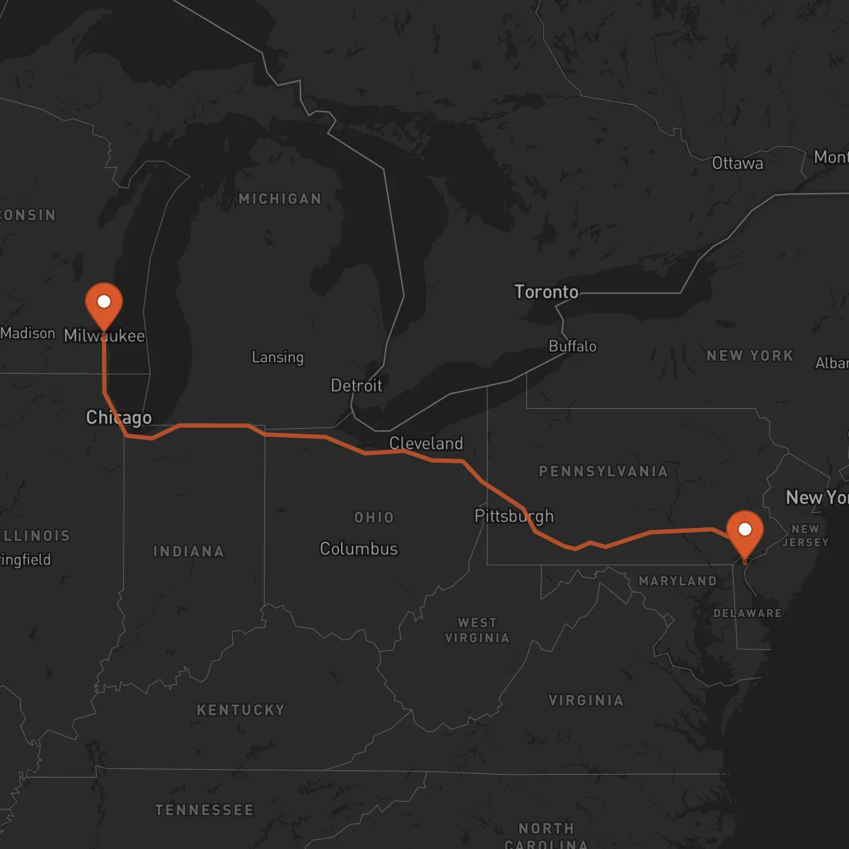 Ruta Milwaukee - Wilmington