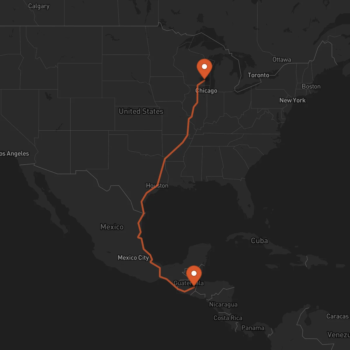 Ruta Milwaukee - Zacapa