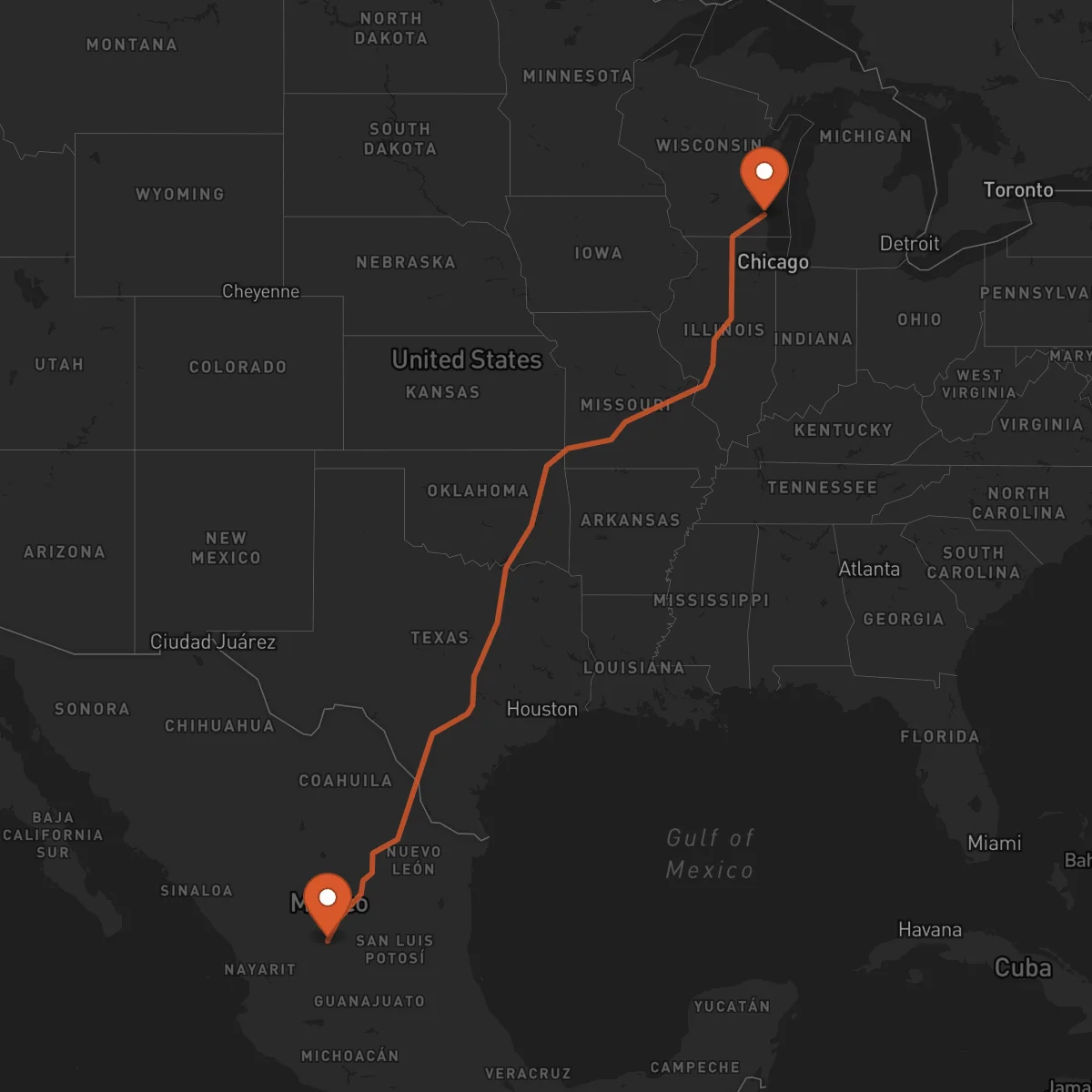 Ruta Zacatecas - Milwaukee
