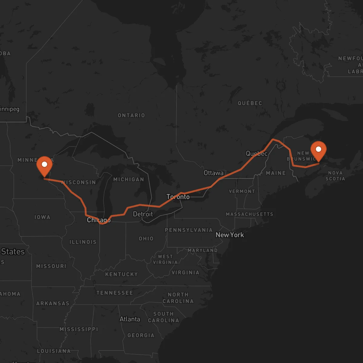 Ruta Minneapolis - Moncton