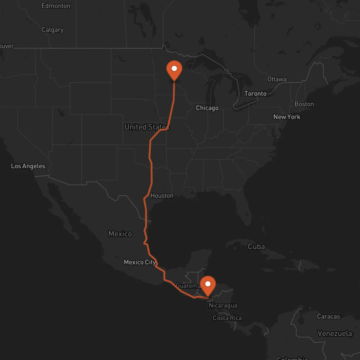 Ruta Minneapolis - Nacaome