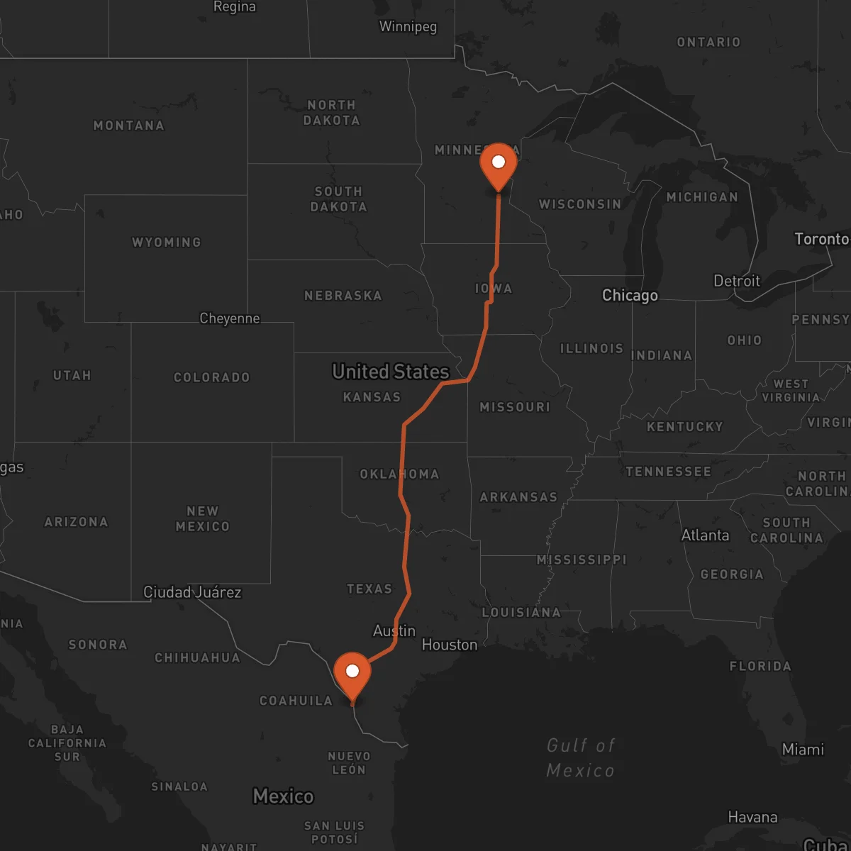 Ruta Minneapolis - Nuevo Laredo